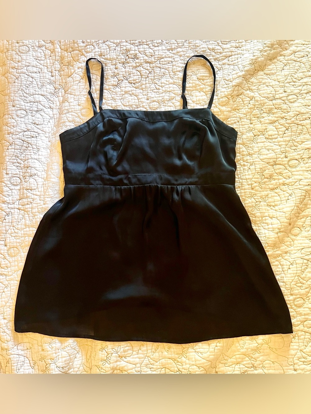 CAbi Black Satin Spaghetti Strap Camisole Top